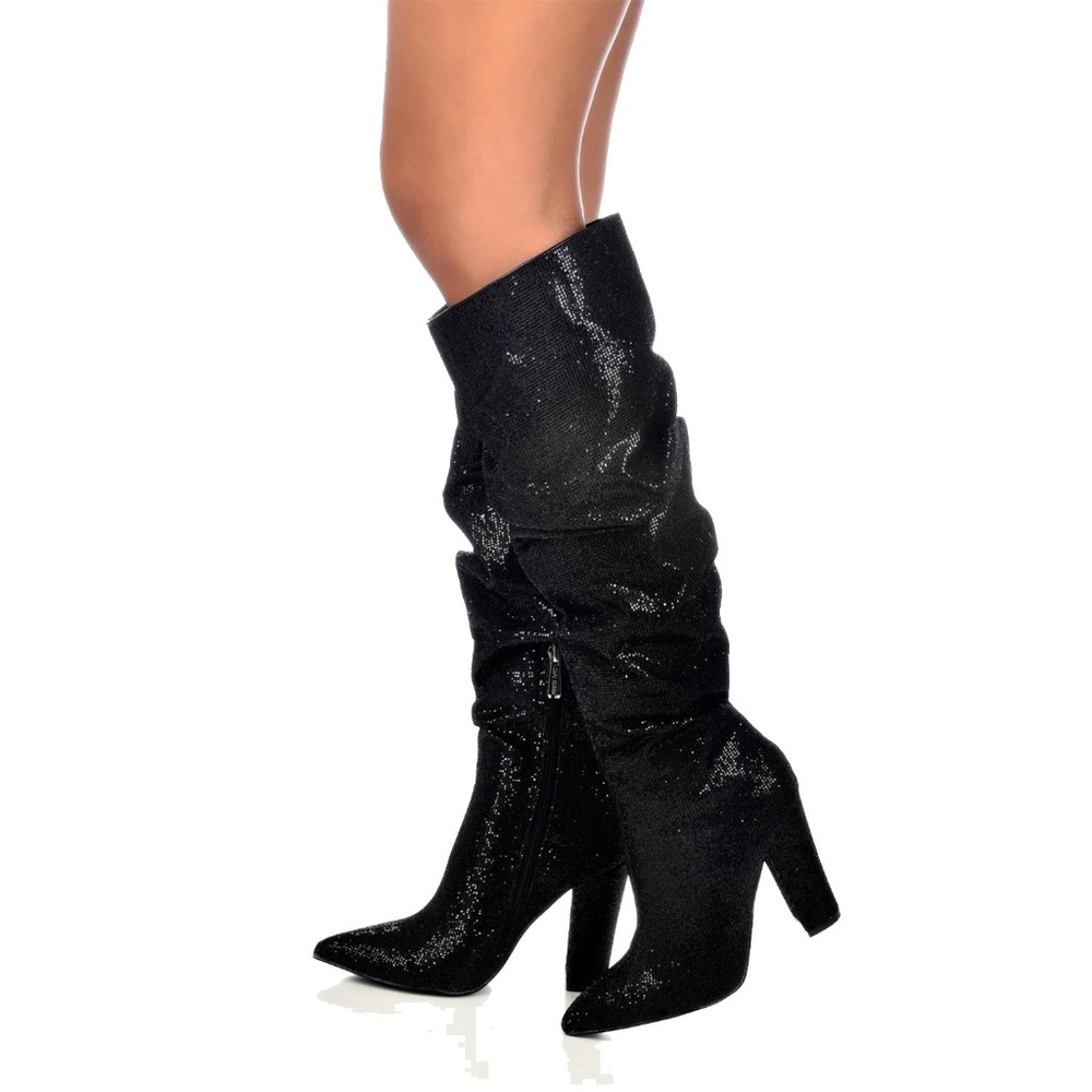 Cape Robbin Beautiful-53 Sparkly Slouchy Boots BLK